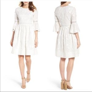 Eliza J White Embroidered Lattice Lace Crochet Dress Sz 2
